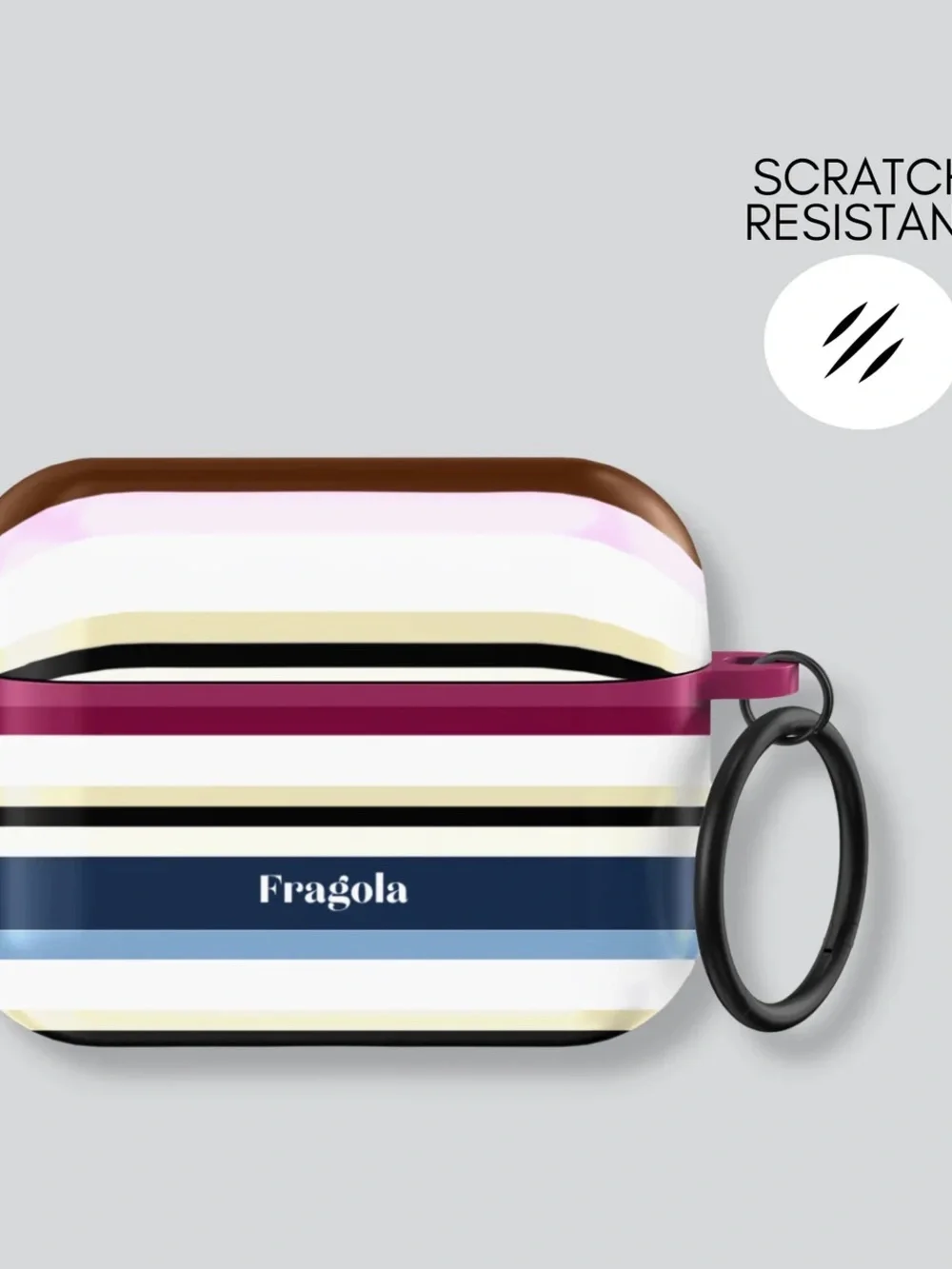 FRAGOLA AirPods Pro 3 Olivia Striped Protective Case - Pink, Navy & White